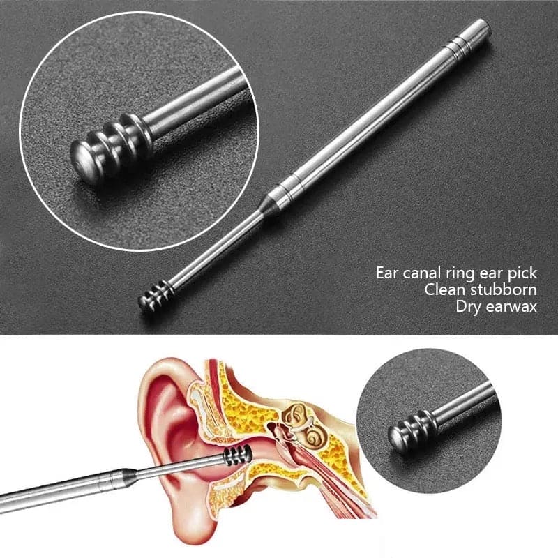 6 Piece Stainless Steel Ear Wax Removal Tool Set with Storage Case
