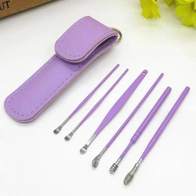 6 Piece Stainless Steel Ear Wax Removal Tool Set with Storage Case